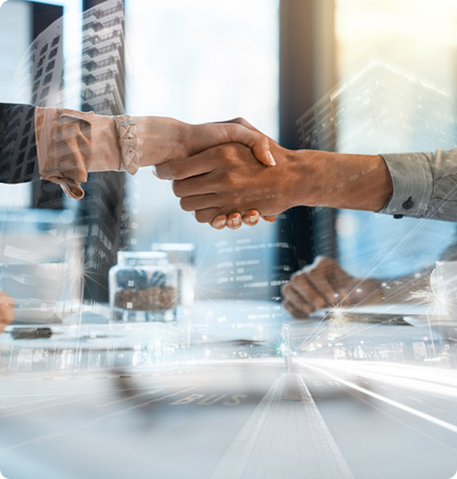 Two people shaking hands professionally