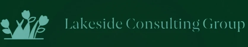 Green background company logo with flowers